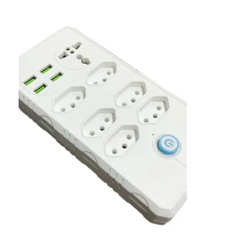 Extensão Elétrica 7 Tomadas Régua Bivolt C/ 4 Usb Cabo 2 Metros