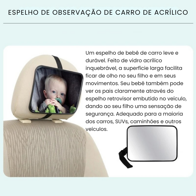 Espelho Retrovisor para Carro - Monitoramento Infantil com Segurança