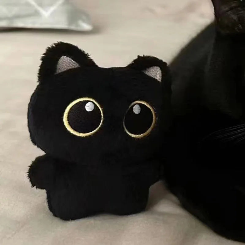 10cm Cute Black Cat plush toy Doll Small Pendant Cuddly Pillow Cushion Ins Black Cat Plush Toy Doll for Boy Girl Brithday Gifts